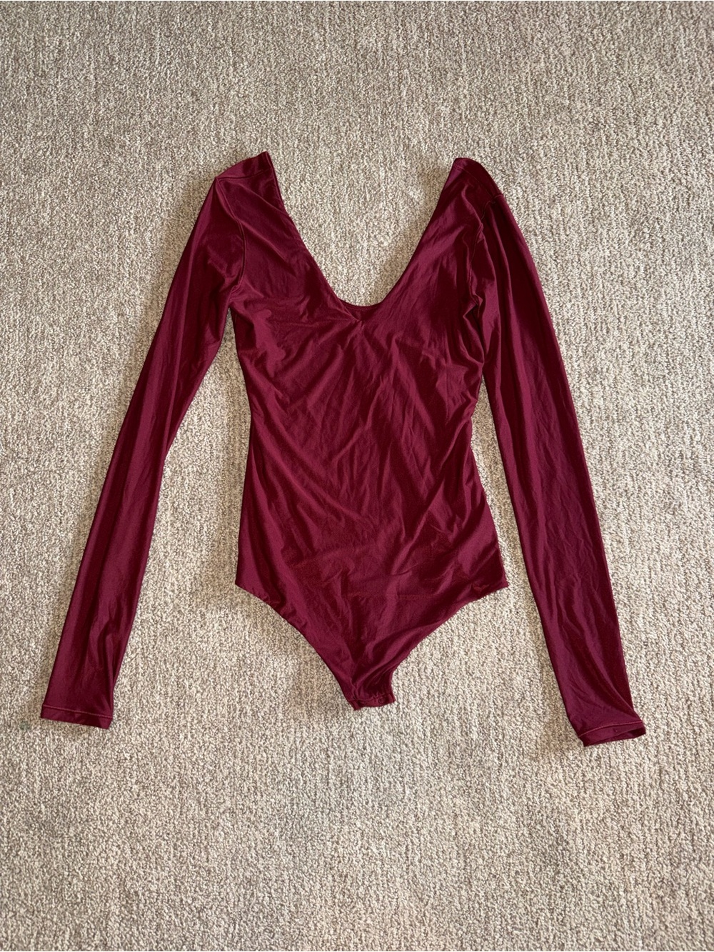 NWOT aerie Scoop-Back Long Sleeve Bodysuit in Wine